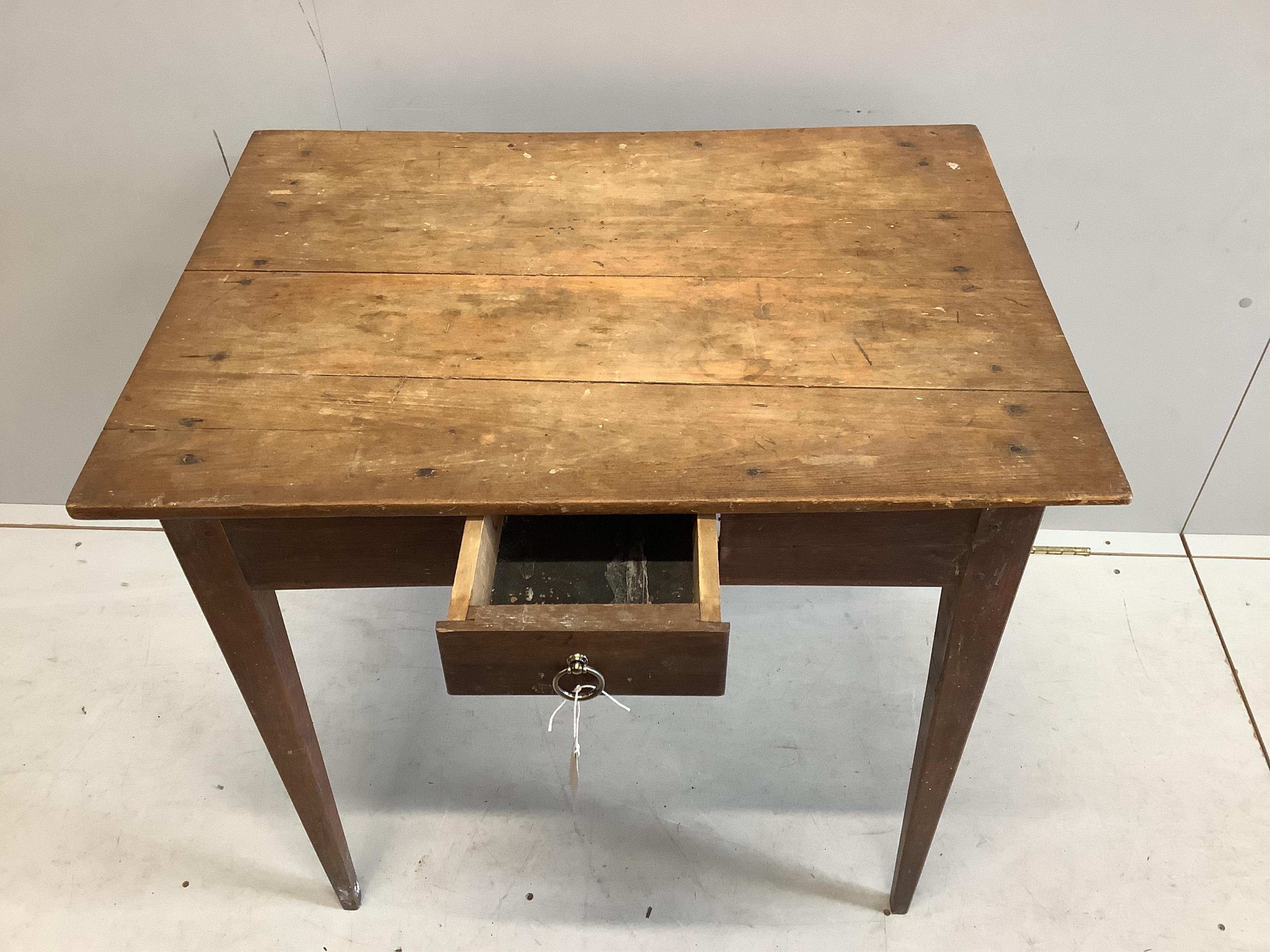 A 19th century French side table, width 80cm, depth 59cm, height 74cm. Condition - fair